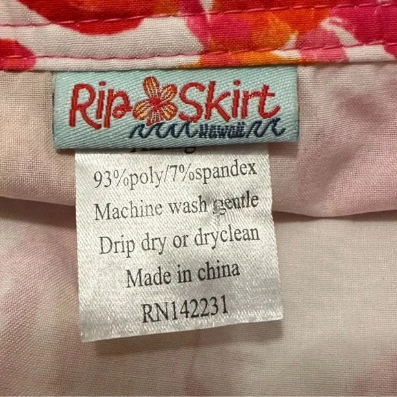 Rip Skirt Hawaii Size XL Orange Pink Tropical Floral Print Mini Wrap Skirt - Picture 8 of 8